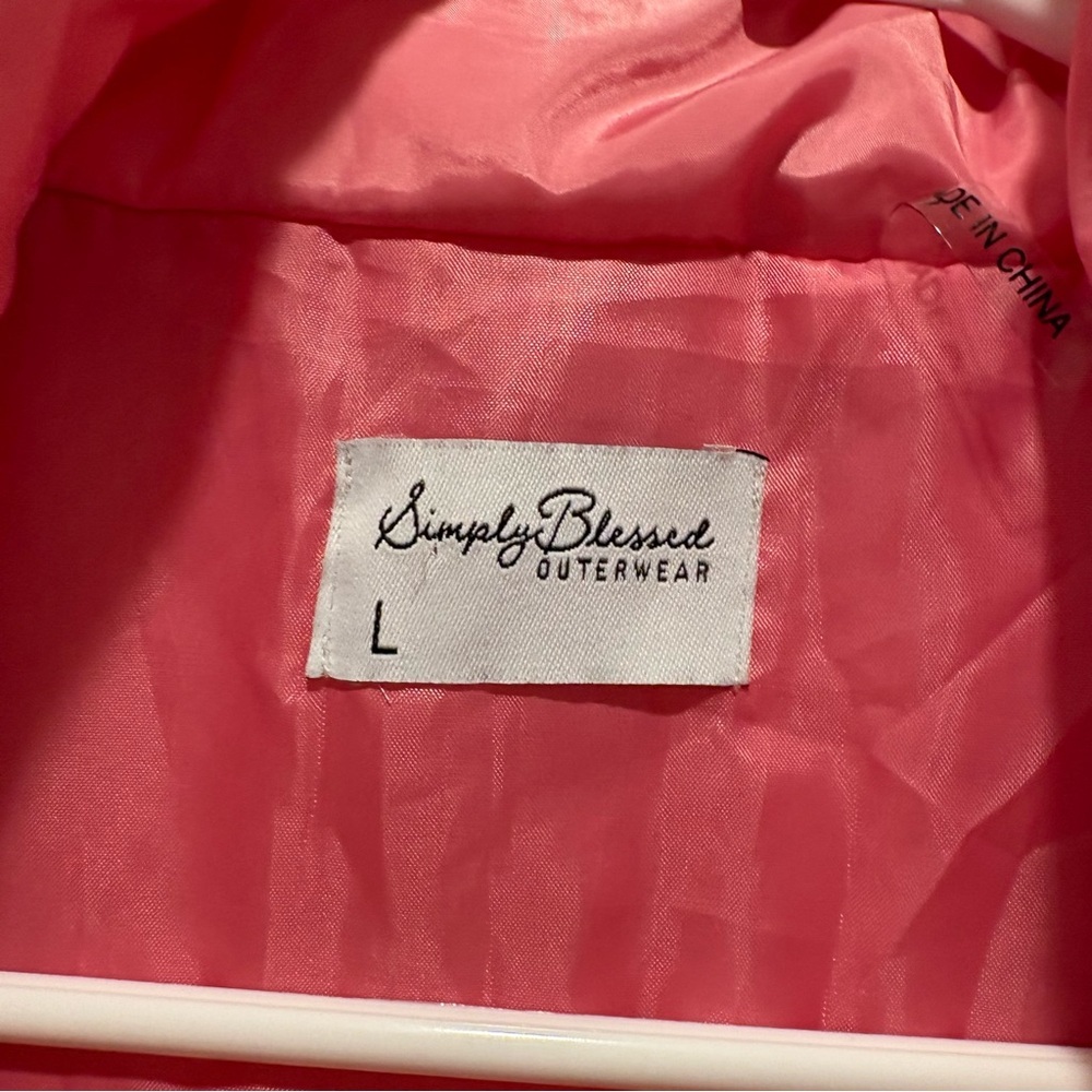 Simply Blessed Outerwear Pink Zip Up Puffer Vest - Size Large - Picture 3 of 5